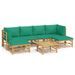 Salon de jardin 7 pcs avec coussins vert bambou - Photo n°1