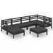 Salon de jardin 7 pcs Bois de pin massif Noir 6 - Photo n°1