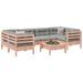 Salon de jardin 7 pcs et coussins bois massif sapin de douglas - Photo n°1
