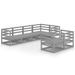 Salon de jardin 7 pcs Gris Bois de pin massif 8 - Photo n°1
