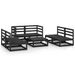 Salon de jardin 7 pcs Noir Bois de pin massif 6 - Photo n°1