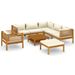 Salon de jardin 8 pcs avec coussin crème Bois d'acacia solide 3 - Photo n°1