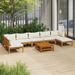 Salon de jardin 8 pcs avec coussin crème Bois d'acacia solide - Photo n°1