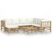 Salon de jardin 8 pcs avec coussins blanc crème bambou - Photo n°1