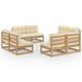 Salon de jardin 8 pcs avec coussins Bois de pin massif 37 - Photo n°1