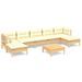 Salon de jardin 8 pcs avec coussins crème bois de pin - Photo n°1