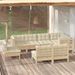 Salon de jardin 8 pcs avec coussins crème Bois de pin massif - Photo n°1