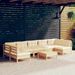 Salon de jardin 8 pcs avec coussins crème Bois de pin massif - Photo n°1
