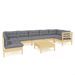 Salon de jardin 8 pcs avec coussins gris Bois de pin 3 - Photo n°1