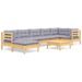 Salon de jardin 8 pcs avec coussins gris bois de pin - Photo n°1