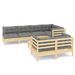 Salon de jardin 8 pcs avec coussins gris Bois de pin massif 4 - Photo n°1