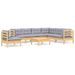 Salon de jardin 8 pcs avec coussins gris Bois de pin solide - Photo n°1