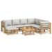 Salon de jardin 8 pcs avec coussins gris clair bambou - Photo n°1