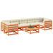 Salon de jardin 8 pcs avec coussins marron cire bois pin massif - Photo n°1