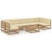 Salon de jardin 8 pcs avec coussins Marron miel Bois de pin 19 - Photo n°1