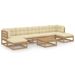 Salon de jardin 8 pcs avec coussins Marron miel Bois de pin 18 - Photo n°1