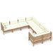 Salon de jardin 8 pcs avec coussins Marron miel Bois de pin - Photo n°1