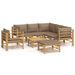 Salon de jardin 8 pcs avec coussins taupe bambou - Photo n°1