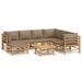 Salon de jardin 8 pcs avec coussins taupe bambou - Photo n°1