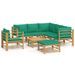 Salon de jardin 8 pcs avec coussins vert bambou - Photo n°1