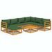 Salon de jardin 8 pcs avec coussins vert bois massif - Photo n°1
