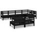 Salon de jardin 8 pcs Bois de pin massif Noir 13 - Photo n°1