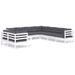 Salon de jardin 9 pcs avec coussins blanc bois de pin massif - Photo n°1