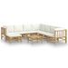 Salon de jardin 9 pcs avec coussins blanc crème bambou - Photo n°1
