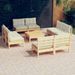 Salon de jardin 9 pcs avec coussins crème bois de pin - Photo n°1