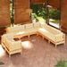 Salon de jardin 9 pcs avec coussins crème Bois de pin massif - Photo n°1