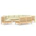 Salon de jardin 9 pcs avec coussins crème Bois de pin solide 8 - Photo n°1