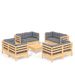 Salon de jardin 9 pcs avec coussins gris Bois de pin 2 - Photo n°1