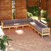 Salon de jardin 9 pcs avec coussins gris Bois de pin solide - Photo n°1