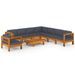 Salon de jardin 9 pcs avec coussins gris foncé Bois d'acacia - Photo n°1