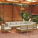 Salon de jardin 9 pcs avec coussins Marron miel Bois de pin 11 - Photo n°1