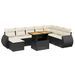 Salon de jardin 9 pcs avec coussins noir résine tressée - Photo n°1