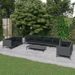 Salon de jardin 9 pcs avec coussins Résine tressée Gris foncé - Photo n°1