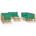 Salon de jardin 9 pcs avec coussins vert bambou - Photo n°1