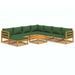 Salon de jardin 9 pcs avec coussins vert bois massif - Photo n°1