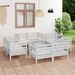 Salon de jardin 9 pcs Blanc Bois de pin massif 22 - Photo n°1