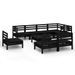Salon de jardin 9 pcs Bois de pin massif Noir 10 - Photo n°1