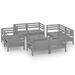 Salon de jardin 9 pcs Gris Bois de pin massif 26 - Photo n°1