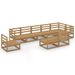 Salon de jardin 9 pcs Marron miel Bois de pin massif - Photo n°1