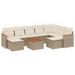 Salon de jardin avec coussins 10 pcs beige résine tressée - Photo n°1