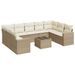 Salon de jardin avec coussins 10 pcs beige résine tressée - Photo n°1