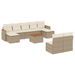 Salon de jardin avec coussins 10 pcs beige résine tressée - Photo n°1