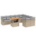 Salon de jardin avec coussins 10 pcs beige résine tressée - Photo n°1