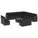 Salon de jardin avec coussins 14 pcs noir résine tressée - Photo n°1