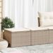 Salon de jardin avec coussins 2 pcs beige résine tressée acacia - Photo n°1