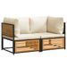 Salon de jardin avec coussins 2 pcs bois massif acacia - Photo n°1
